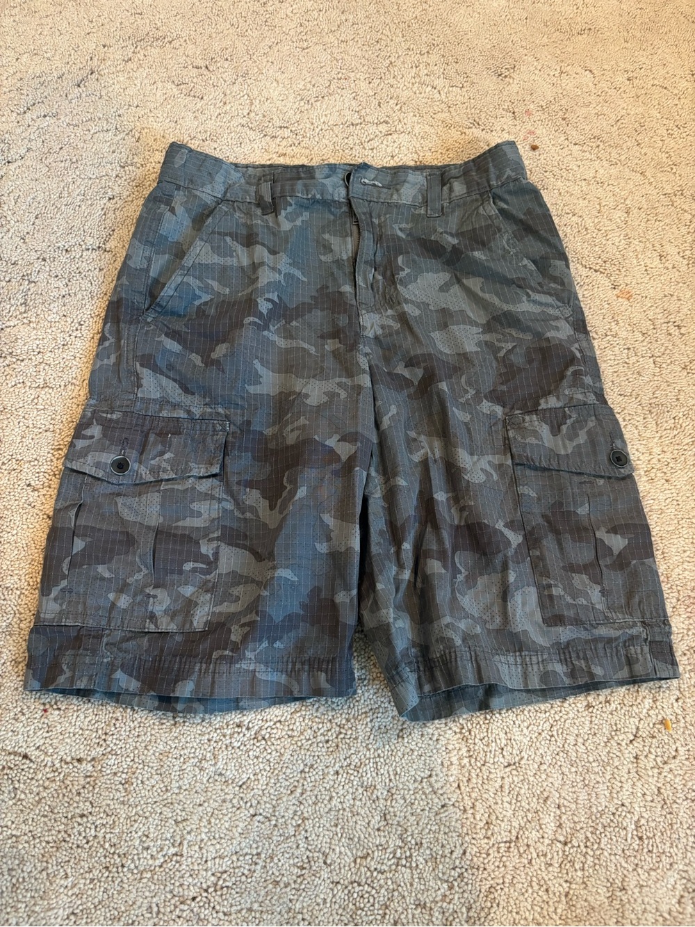 Tony Hawk Boys Teen Gray Camo Cargo Pocket Skate Shorts Lightly Worn Size 16